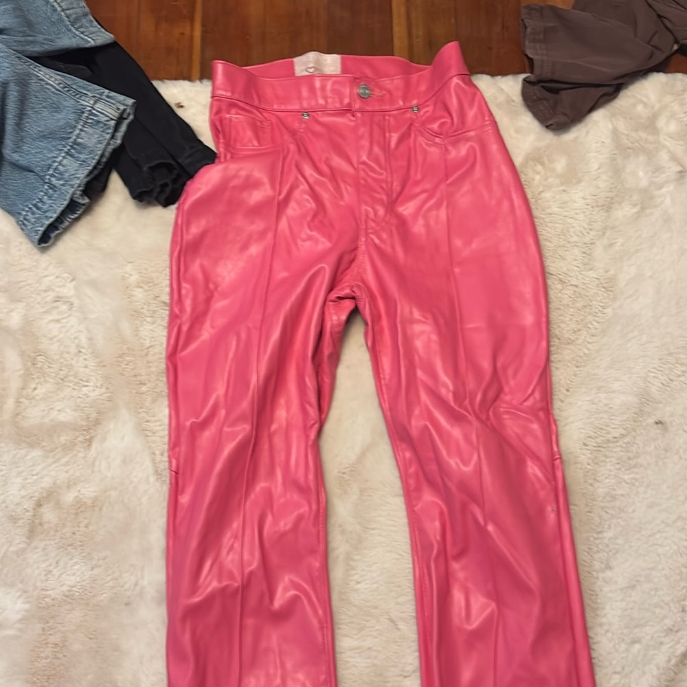 Pink pleather pants